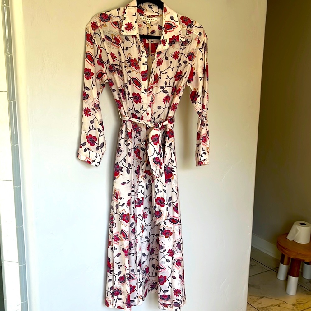 Xirena pink floral shirt dress XS